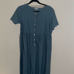 Teal button up midi dress